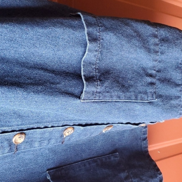 Denim by Ellison Denim blue jumper button front pockets size large - Picture 9 of 12